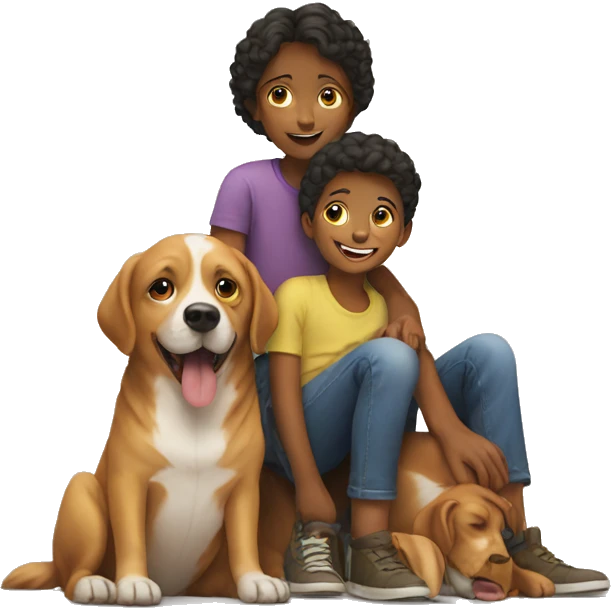 Dog and children  emoji