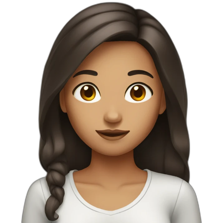 Girl with dark brown hair and tanned skin emoji