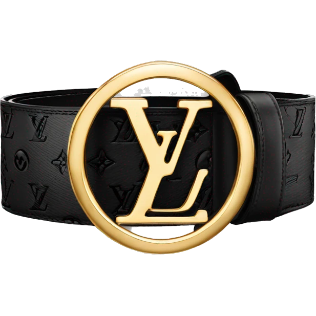 Luxury Black Louis hVuitton belt with Gold buckle emoji