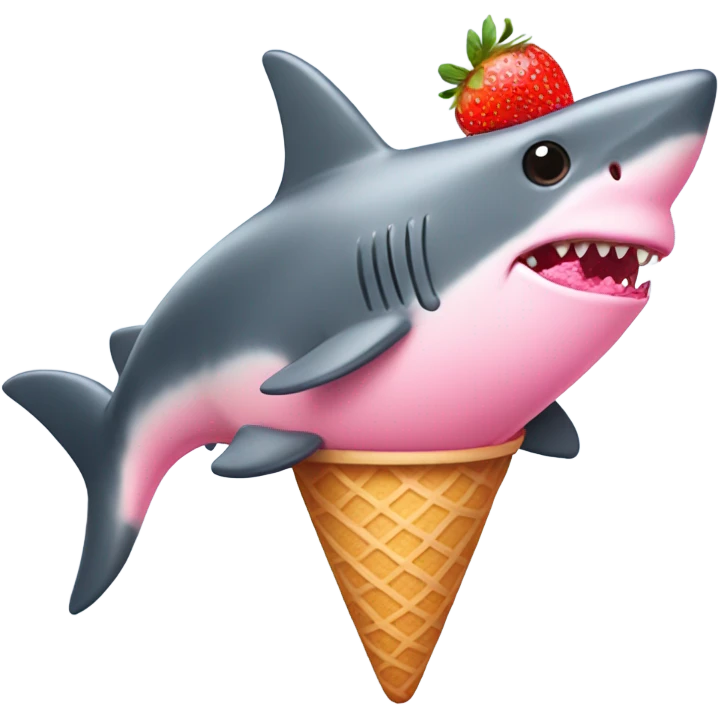Pink Shark with a strawberry ice cream emoji