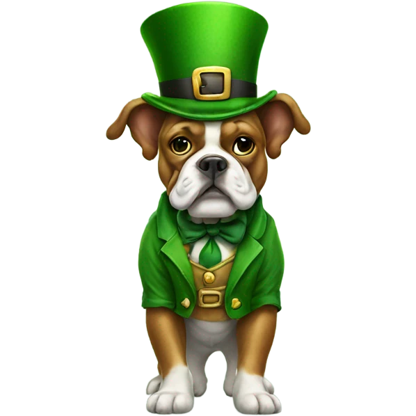 Leprechaun standing on a bulldog emoji