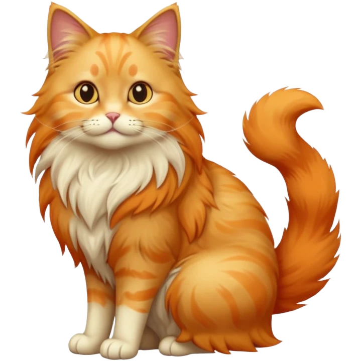 cat with long hair and light orange fur. full body.  emoji