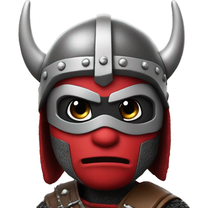 Viking wearing a deadpool costume, HD, 4k, movie replica emoji