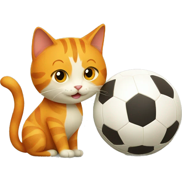 Orange cat and beige cat playing soccer  emoji