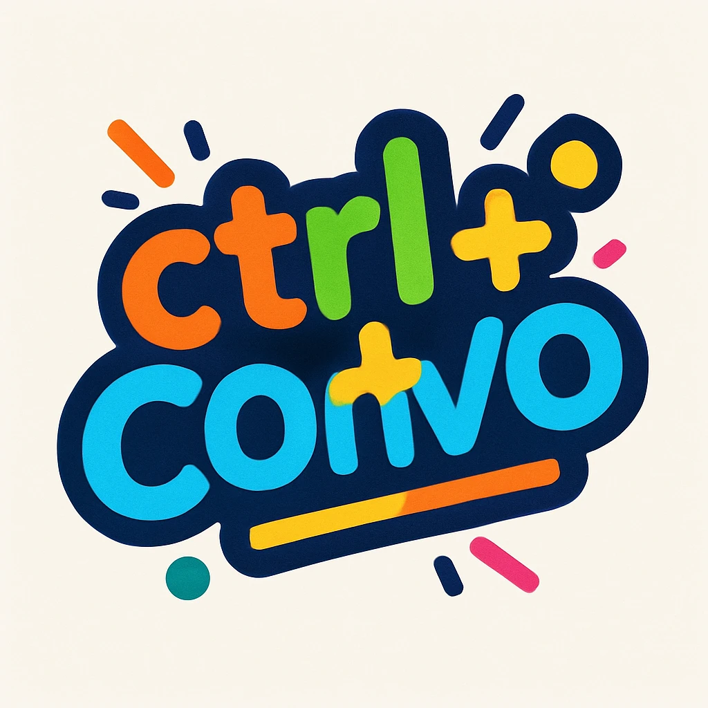 fun logo with the text 'ctrl+alt+Convo', rounded font, bright and energetic, tech-inspired style emoji