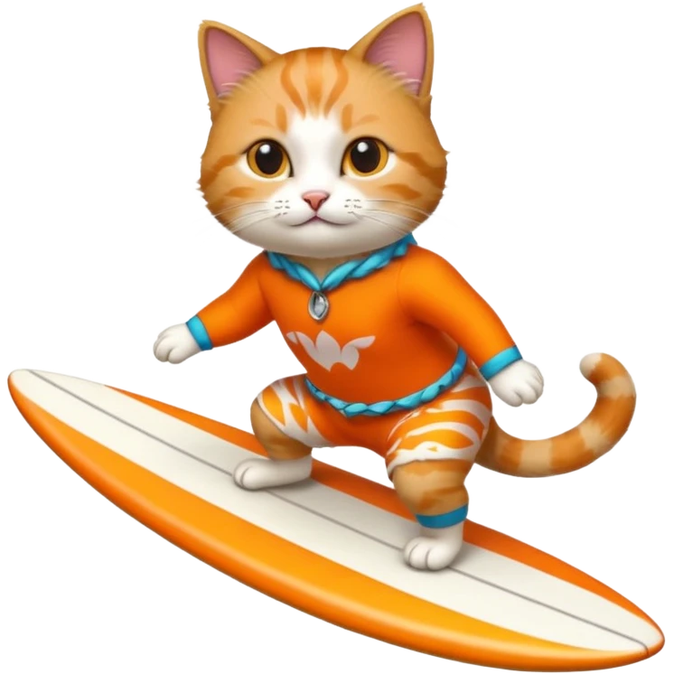 cat surfing in hawaian costum emoji