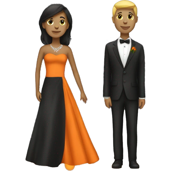 2 people at prom in dark orange emoji