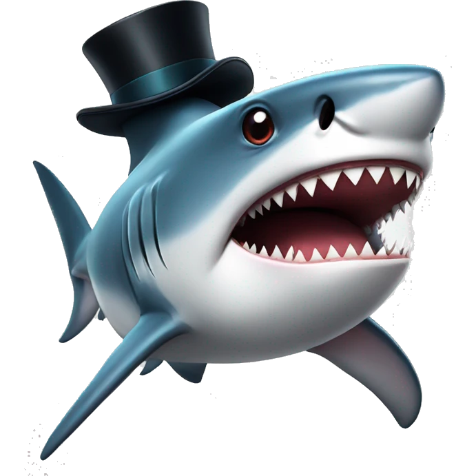Shark with a top hat emoji