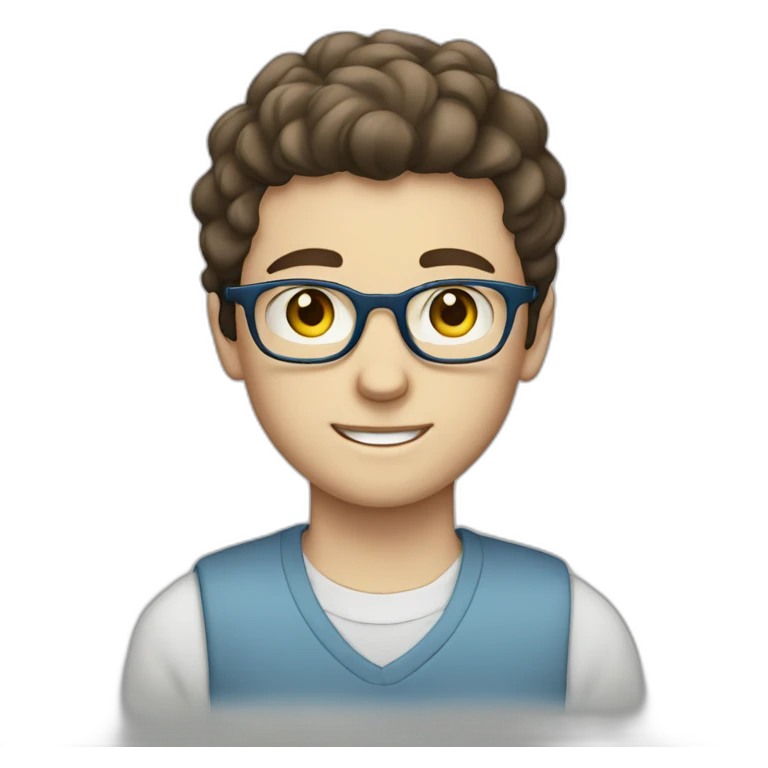 Brunette white boy with blue eyes with glasses emoji