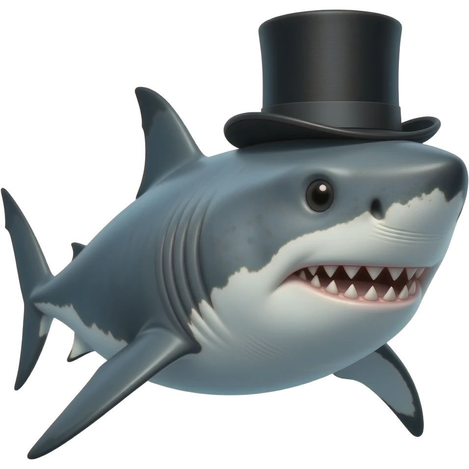 Shark with a top hat emoji