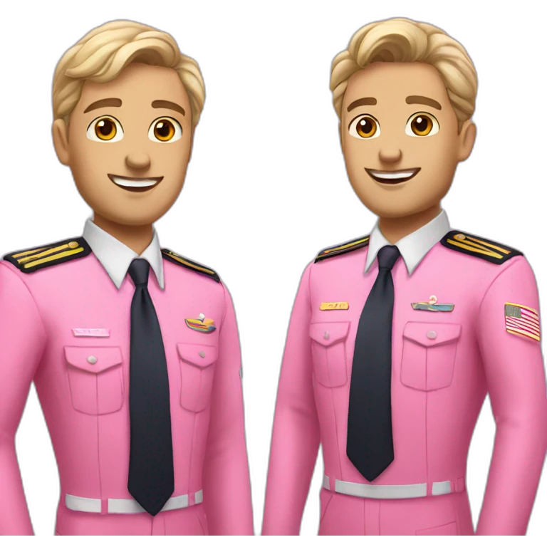 Two white gay pilots in pink uniform emoji