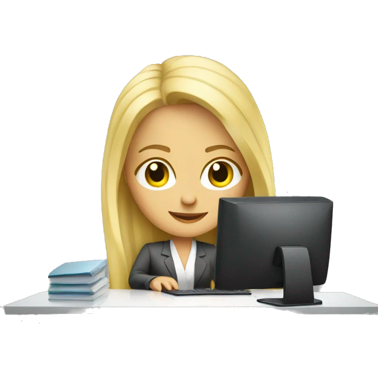 Blonde-woman-at-computer-desk emoji