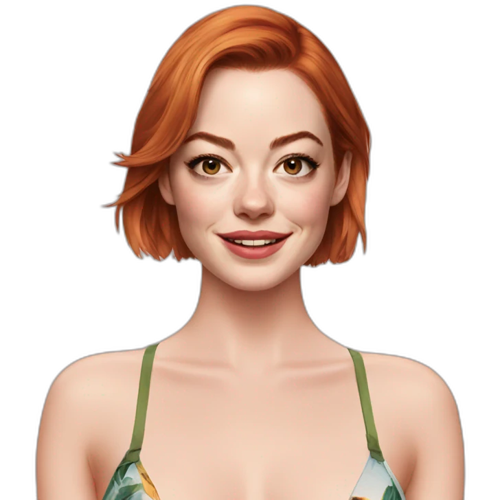 Emma stone wearing a bikini top emoji