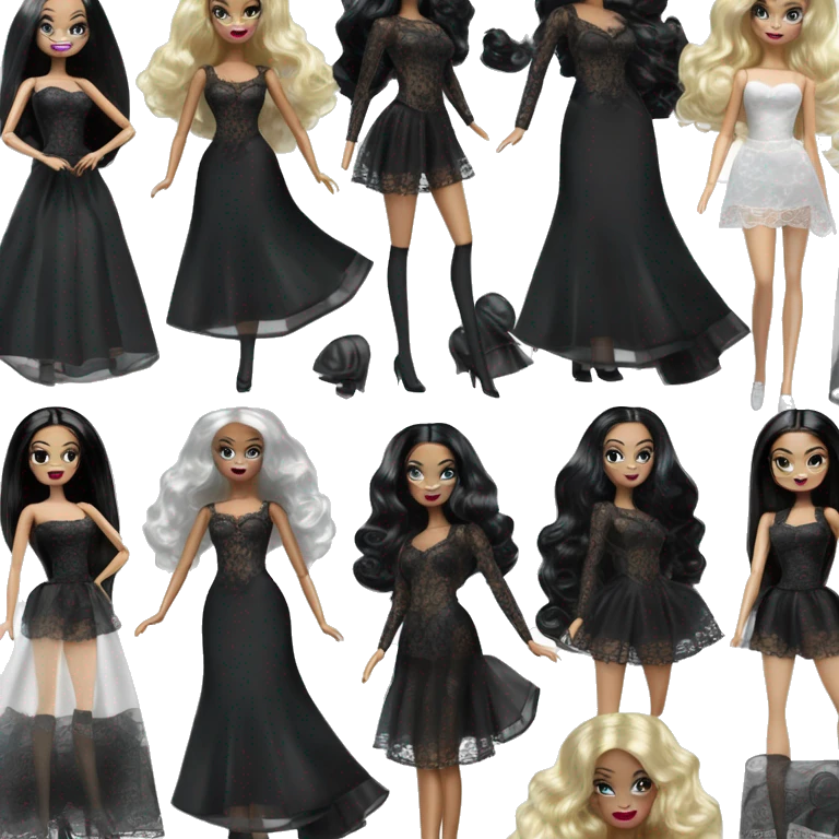 Cute Barbie morticia Addams in organza filigree backless one piece uniform.  emoji