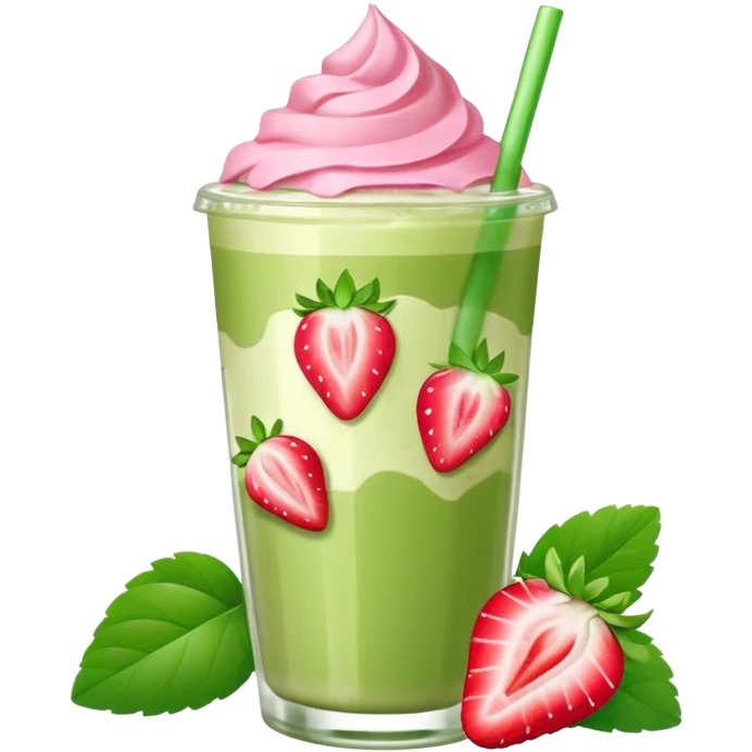iced matcha latte strawberry  emoji