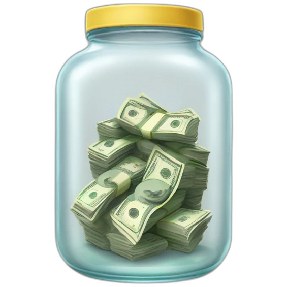 a clear jar :jar: with cash inside of it:money_with_wings:  emoji