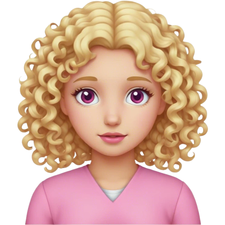 Blonde girl wearing pink with curly hair white  emoji