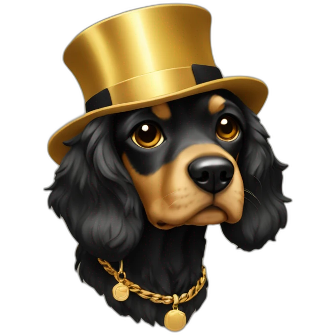 Cocker gold and black with hat emoji
