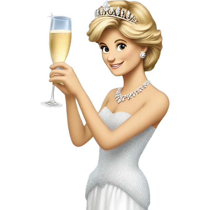 Princess Diana holding a glass champagne  emoji