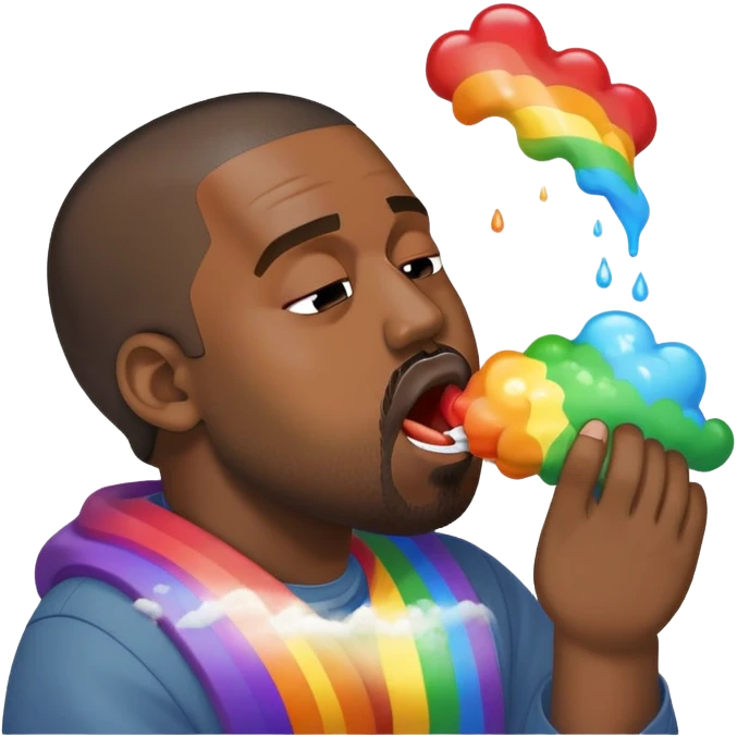 Kanye vomiting a rainbow out of his mouth emoji