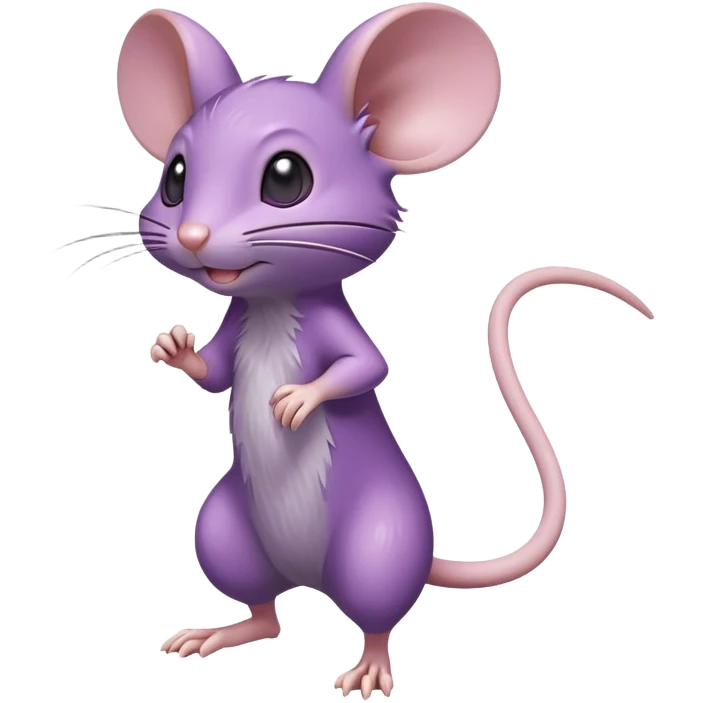 Rattata, classic purple mouse Pokémon, standing on two legs, energetic pose emoji