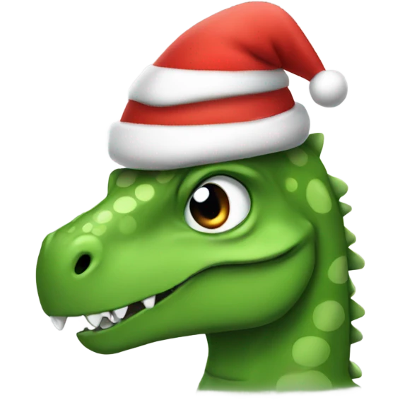 Dinosaur wearing Santa hat emoji