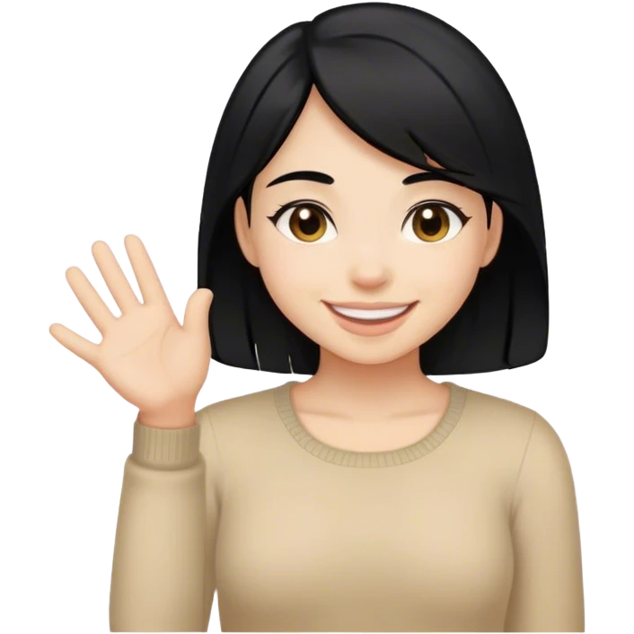 smiling girl with black hair saying Thankyou  emoji