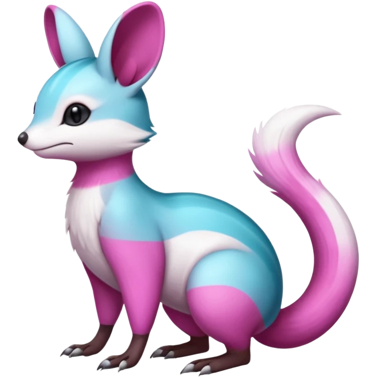 cyan-Magenta-gradients Minccino-Emolga-Numbat-Sergal-fusion-hybrid-animal-creature, full body emoji