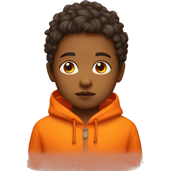 sad child in a bright orange clothes emoji