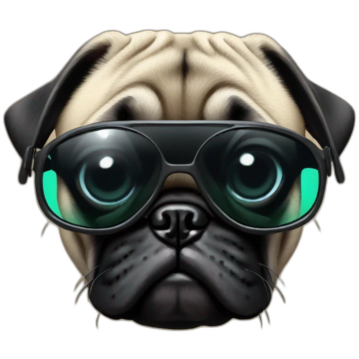 pug with black sunglasses and wearing a cyberpunk suit emoji