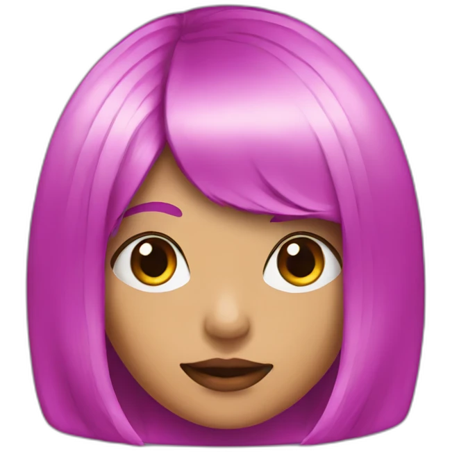 girl with purple eyes, hot pink bob haircut emoji