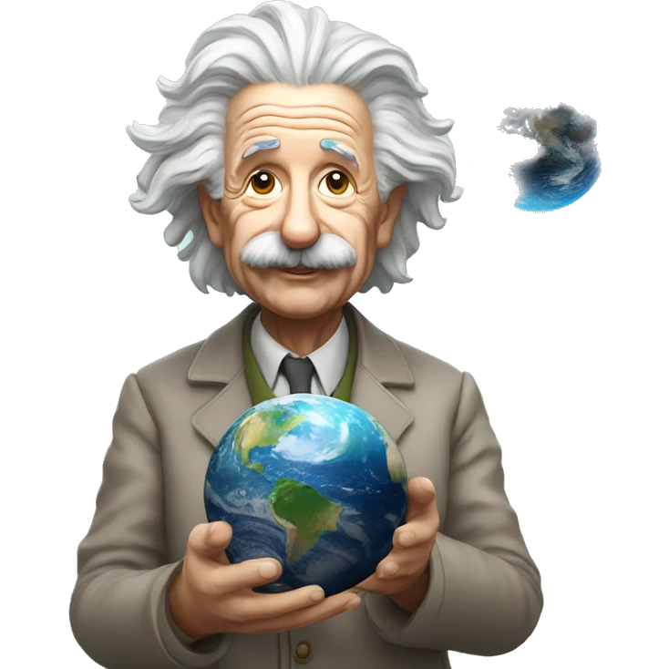 albert einstein holding earth in his hand emoji