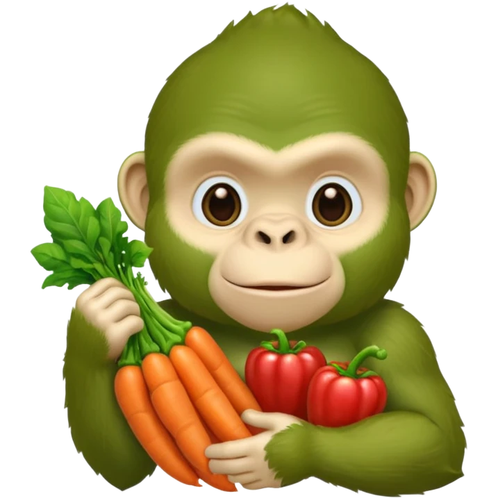 A green gorilla that loves vegetables and is part of a kindergarten named banban's kindergarten emoji