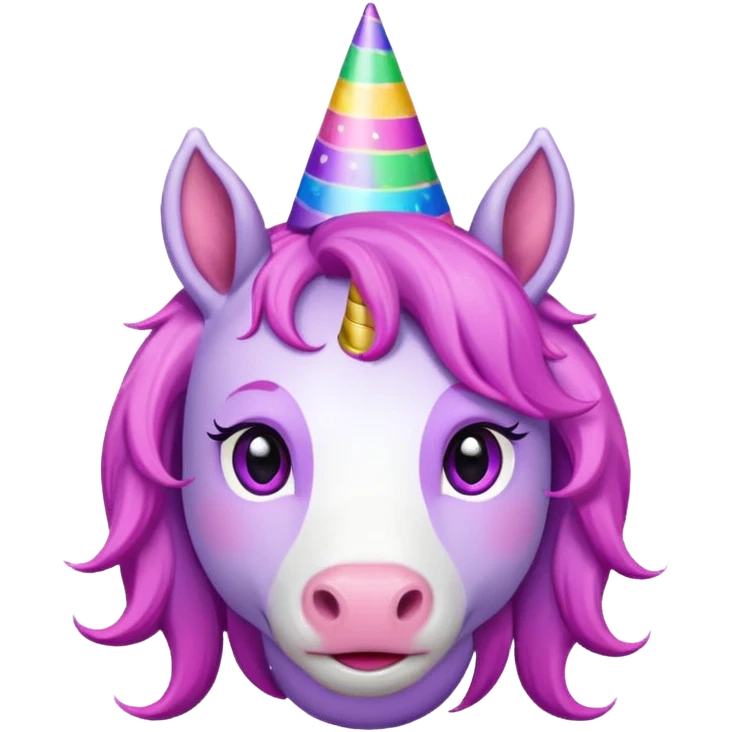 unicorn face cute wearing hat emoji
