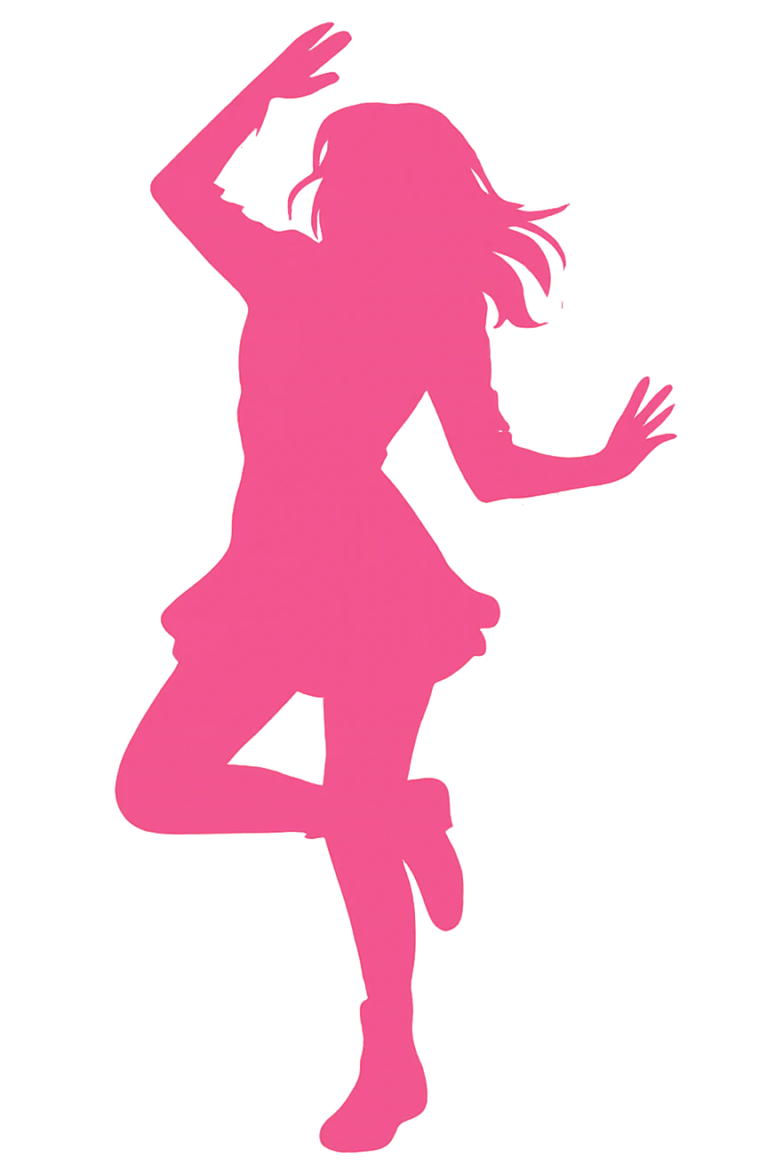pink kpop idol silhouette dancing, energetic emoji