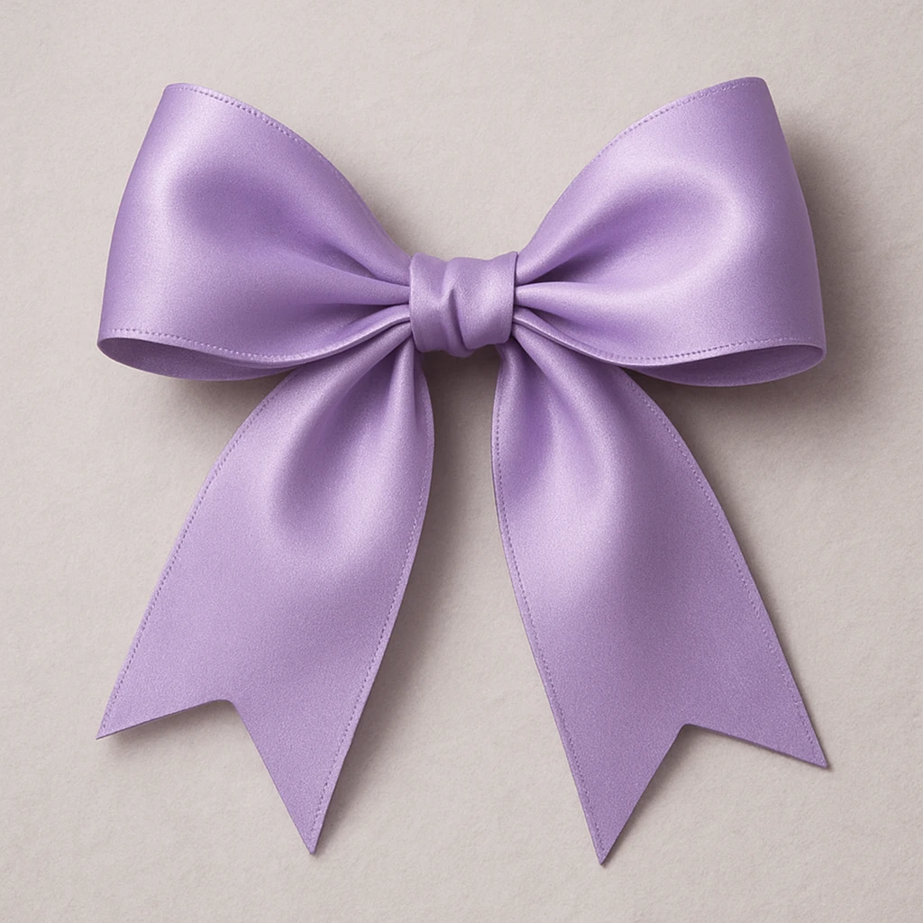 a lavender bow, soft and elegant, with gentle curves and a subtle sheen emoji