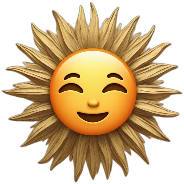 A vintage sun on an orange background emoji