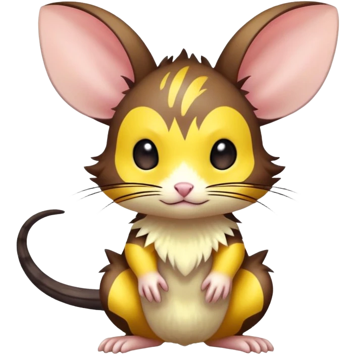 anime-style cute chibi Electric-elemental-type colorful dark-brown jerboa-Pokémon-Fakémon-animal-creature with yellow zig-zag-stripes emoji