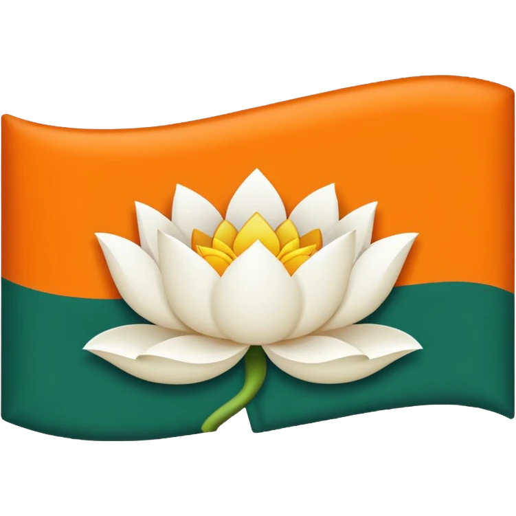 BJP FLAG with white lotus and orange colour background  and  at the left side vertical white text asB J P with green background emoji