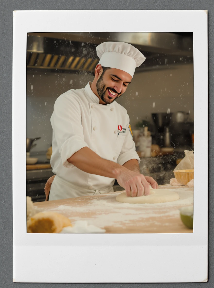 smiling Italian chef spinning pizza dough emoji