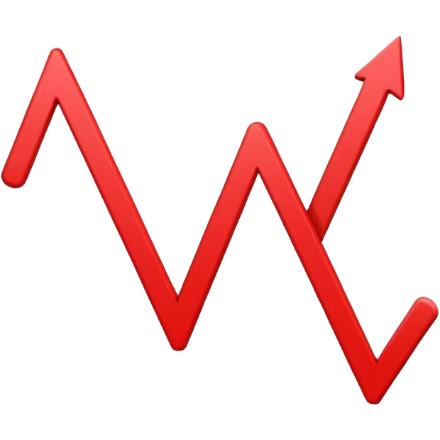 L red trading trending line and black background emoji