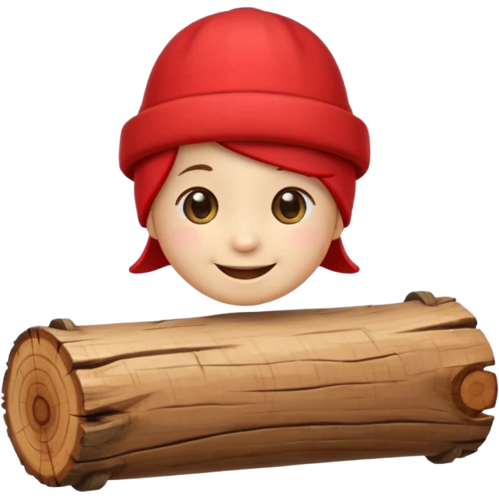 reate a small, clean and expressive emoji in the style of Discord emojis, featuring the Catalan ‘Cagatió’ (Tió de Nadal). The emoji should show a cute wooden log with a friendly smiling face, wearing the traditional red ‘barretina’ hat, with small simple legs emoji