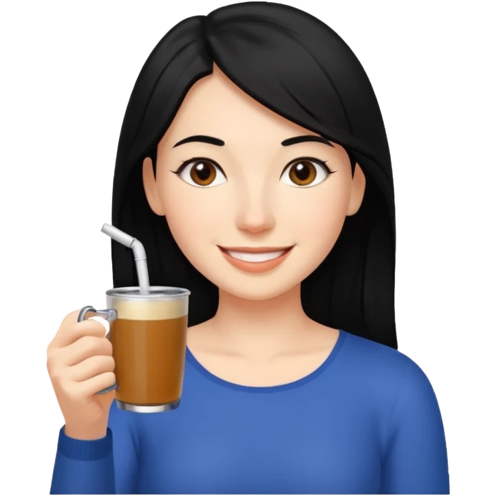 mujer de pelo negro tomando mate emoji