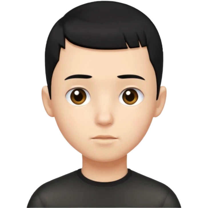 create a long buzz haircut boy that has black hair hair need to go on forhead and it cant be flat little fringe emoji