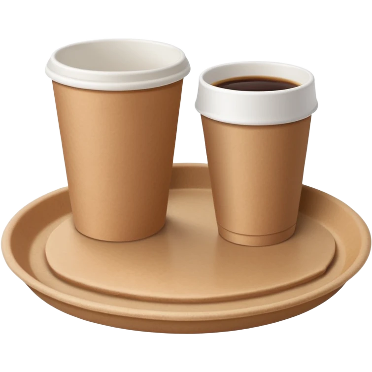 simple brown kraft paper plate and cup set, soft matte texture, lightweight feel, plate slightly concave with smooth edges, cylindrical open cup showing thickness, no food, no utensils, no branding, plain cardboard items, soft lighting, subtle shadows, emoji scale emoji