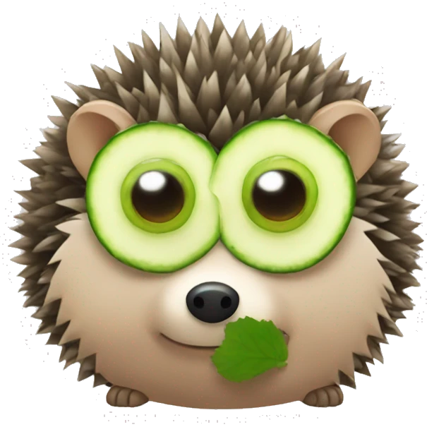 Hedgehog with cucumbers in his eyes emoji