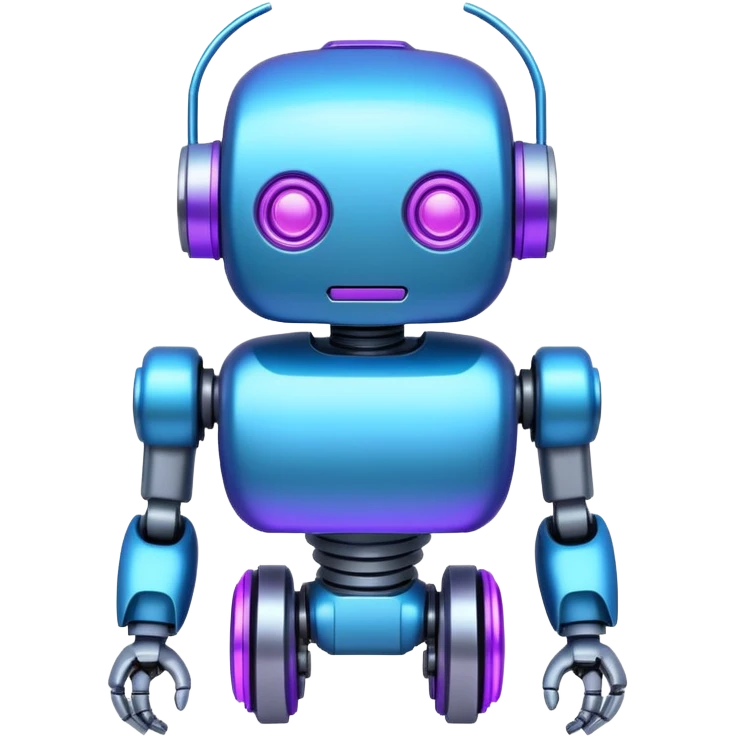 make a cool neon blue and purple robot emoji