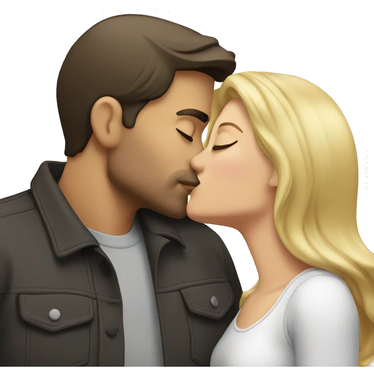 Brunette man kissing blonde woman emoji