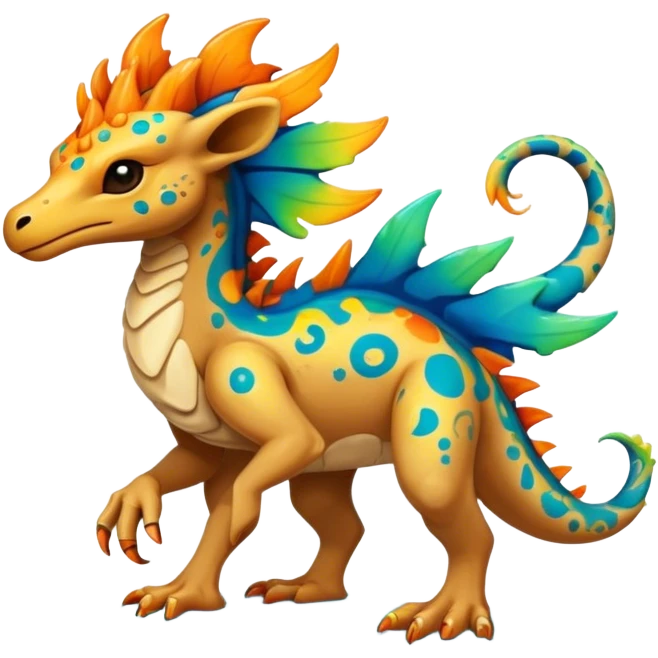 a colorful edgy vernid-fionbri-creature with splash patterns full body emoji