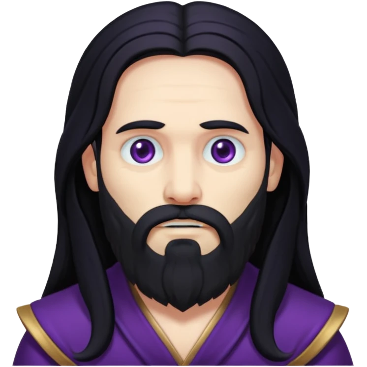 Pluto, God of Death from Gods and Goddesses with long black hair and beard, deep purple outfit emoji